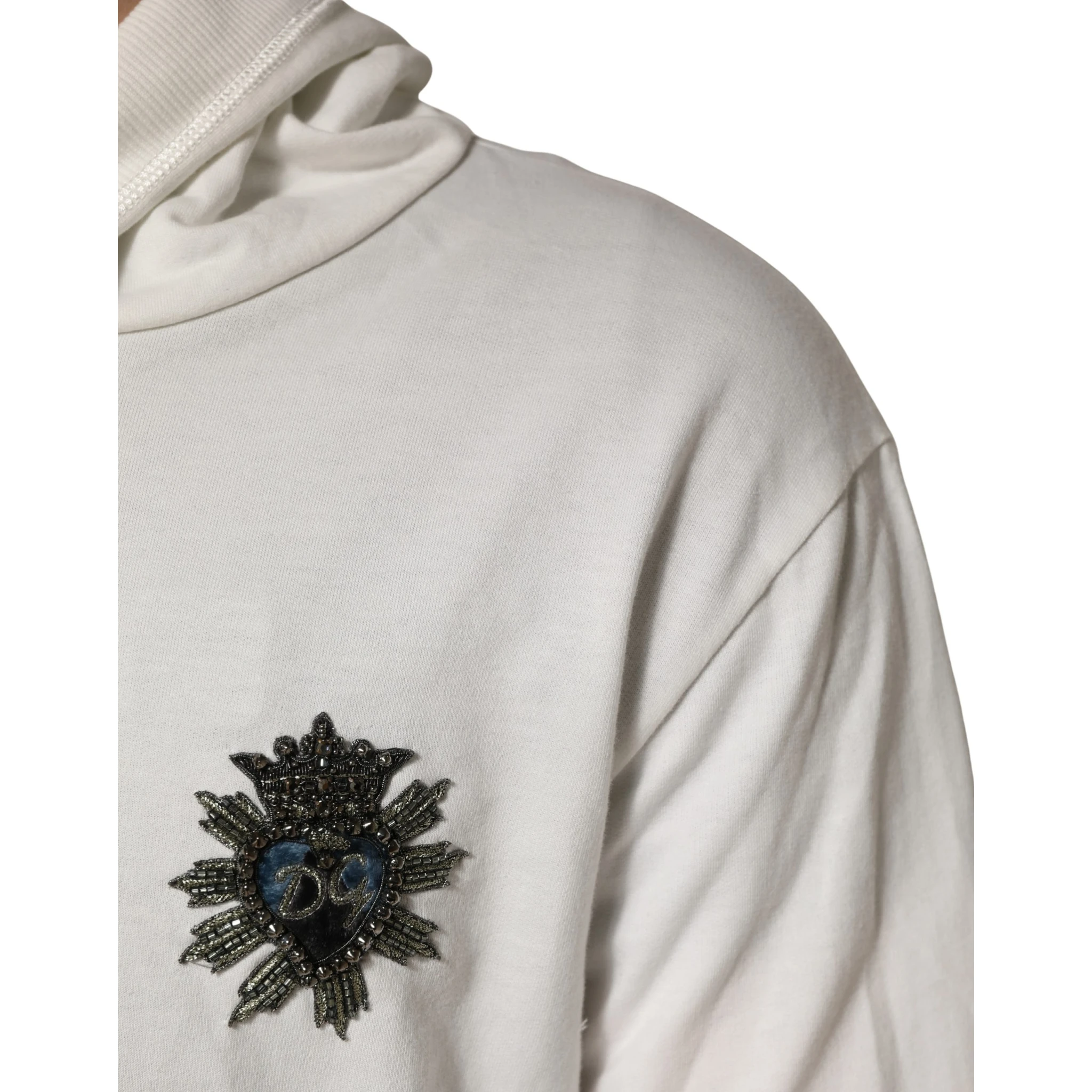 White Cotton Hooded Sweatshirt Sweater