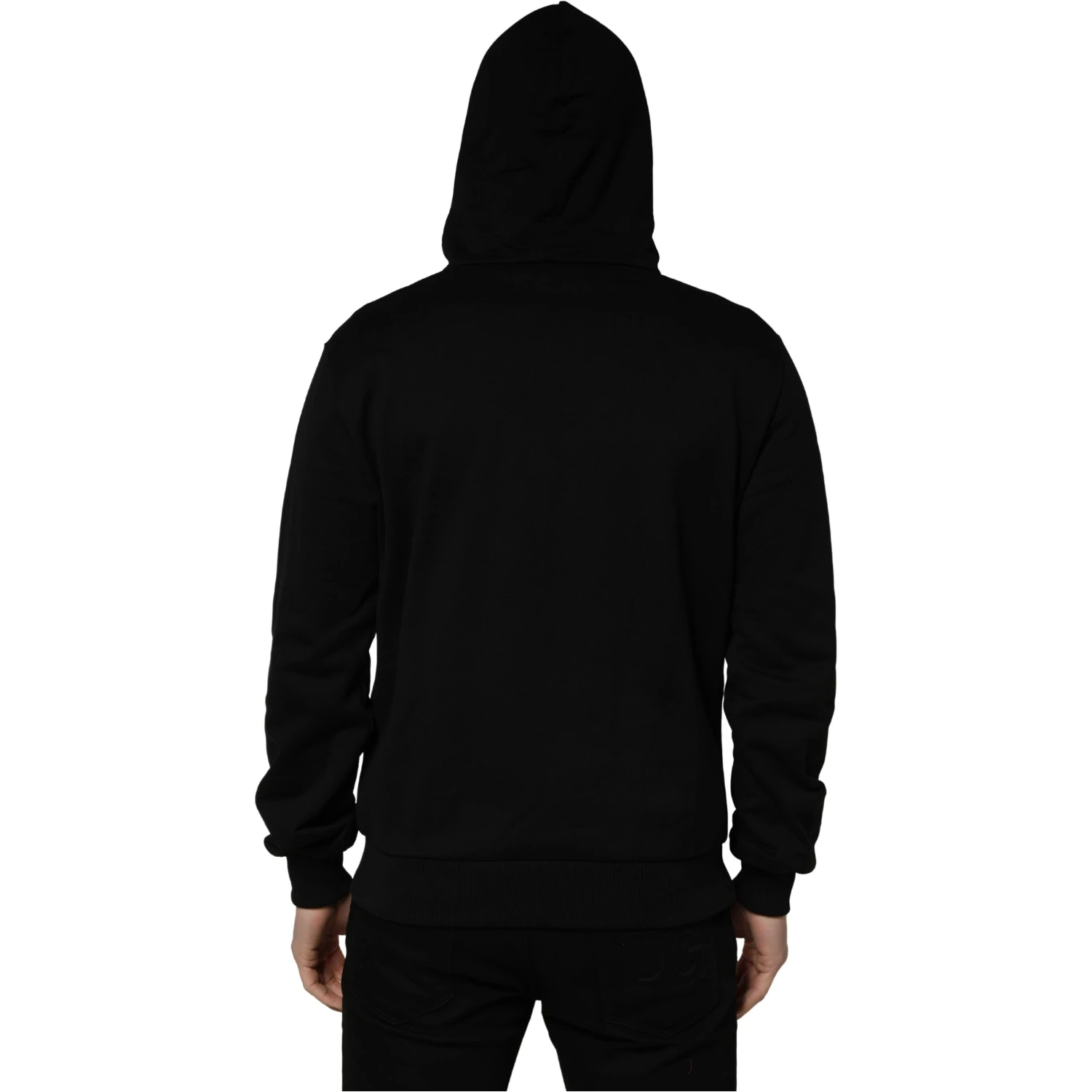 #dgfamily Black Cotton Hooded Men Sweatshirt Sweater