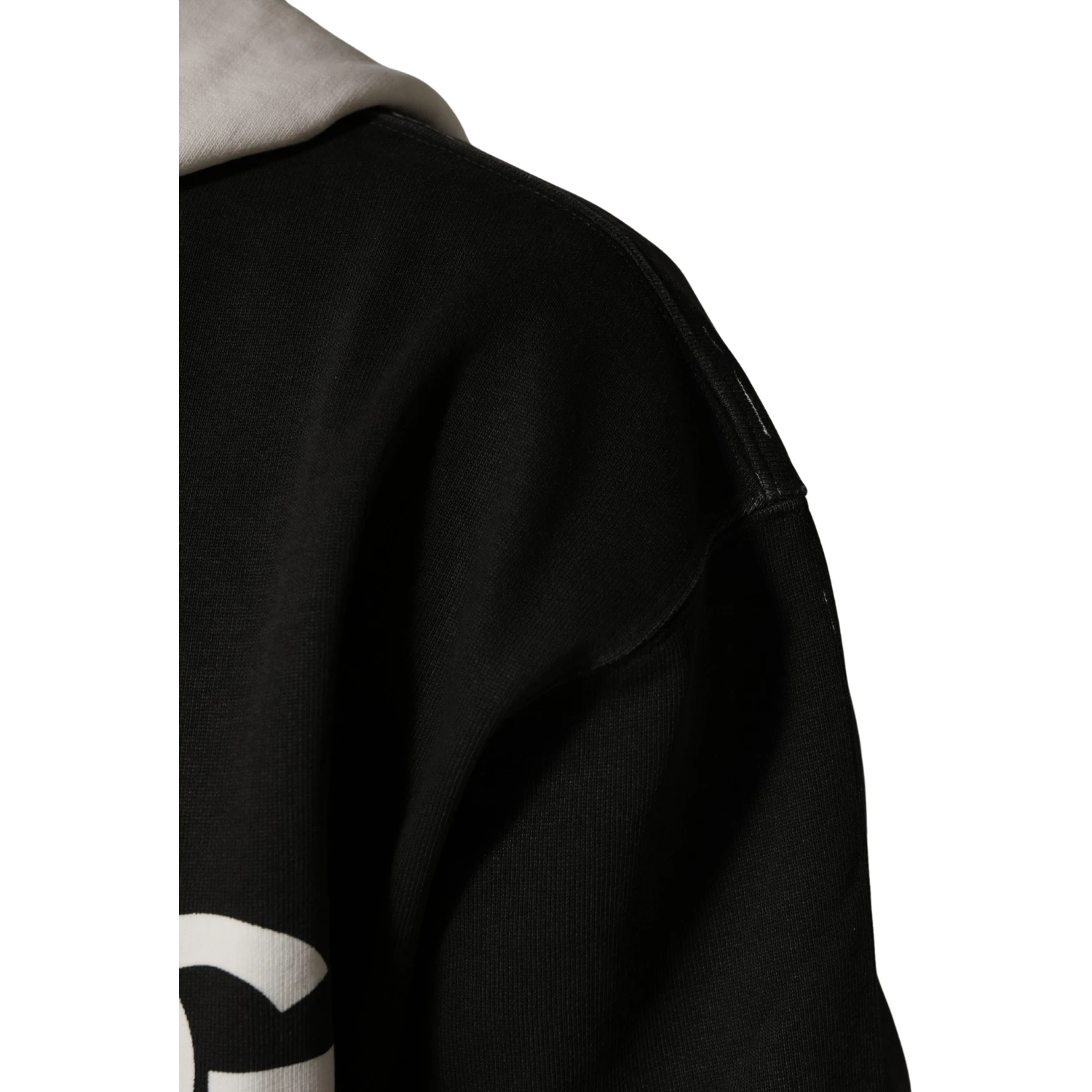 Black Cotton Logo Hooded Full Zip Sweater