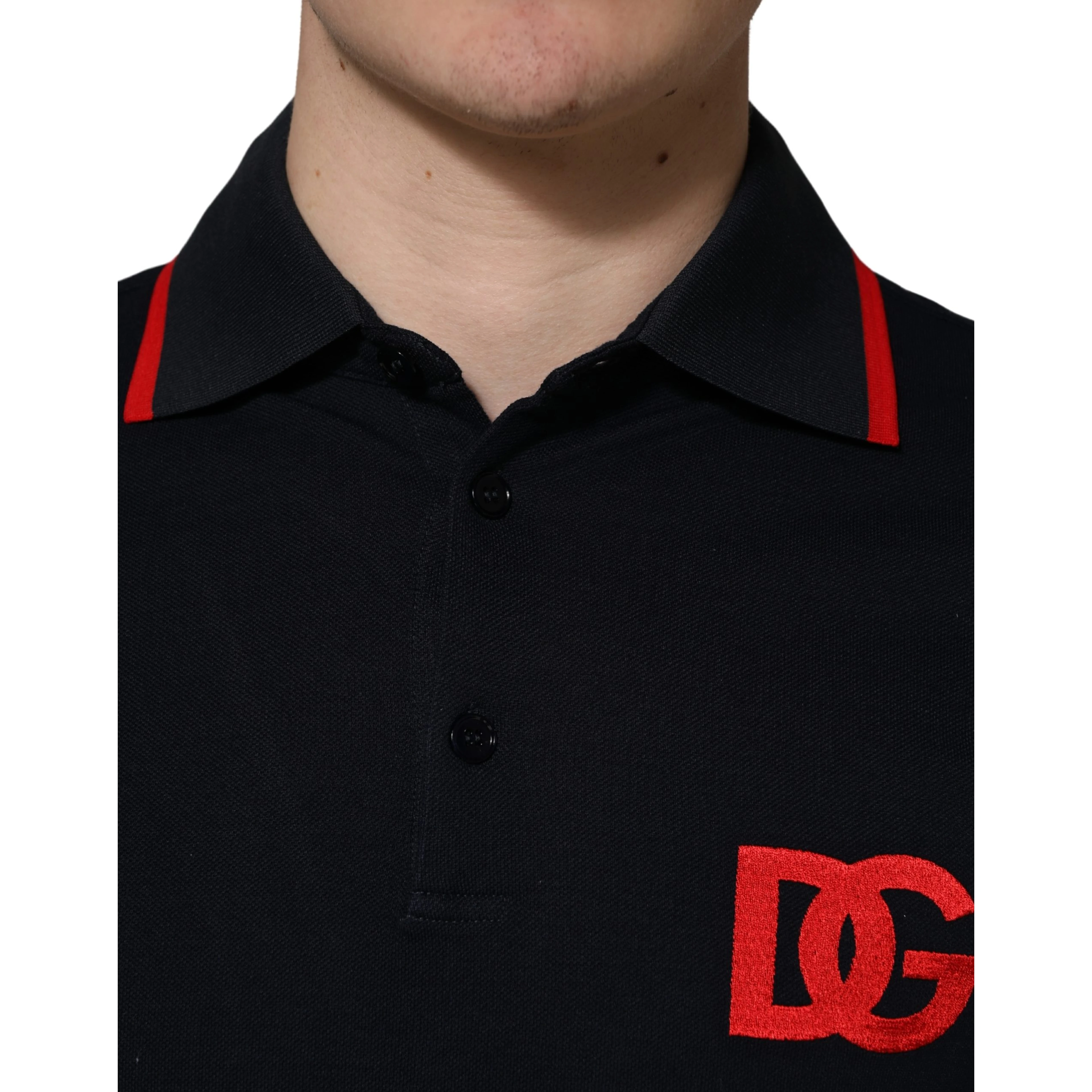 Black DG Logo Print Short Sleeve Polo T-shirt