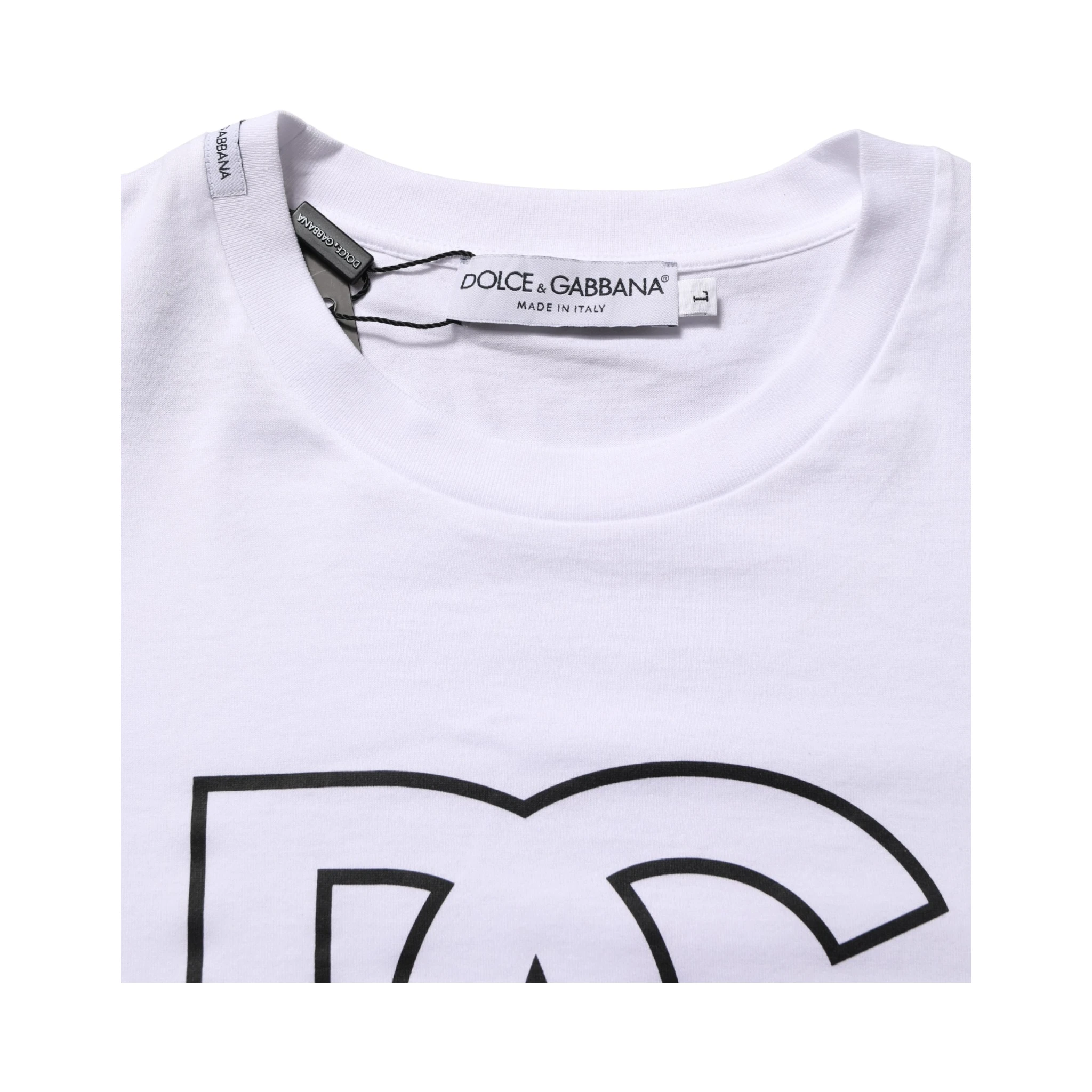 White DG Logo Print Short Sleeves Men T-shirt