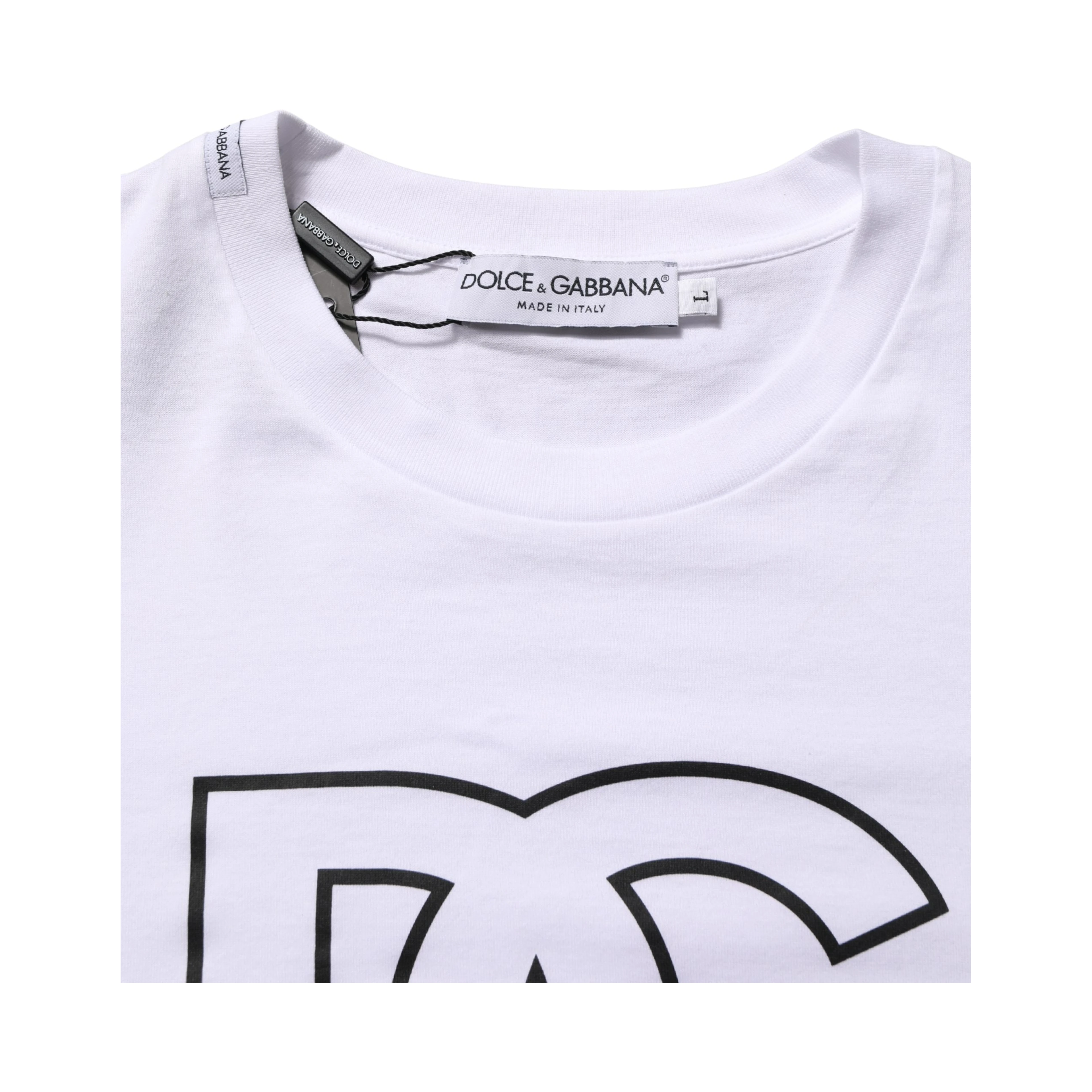 White DG Logo Print Short Sleeves Men T-shirt