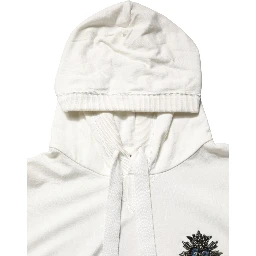 White Cotton Hooded Sweatshirt Sweater