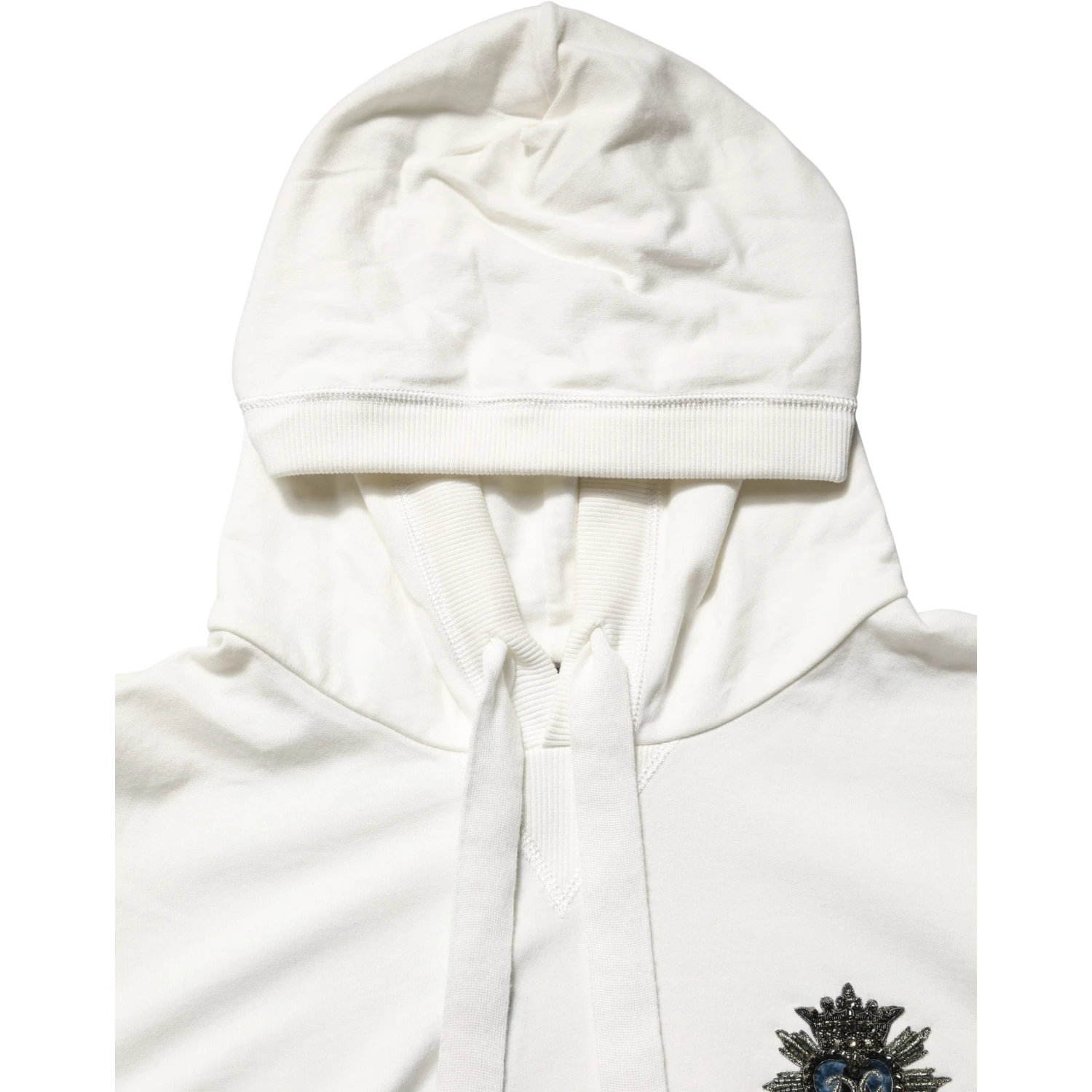 White Cotton Hooded Sweatshirt Sweater