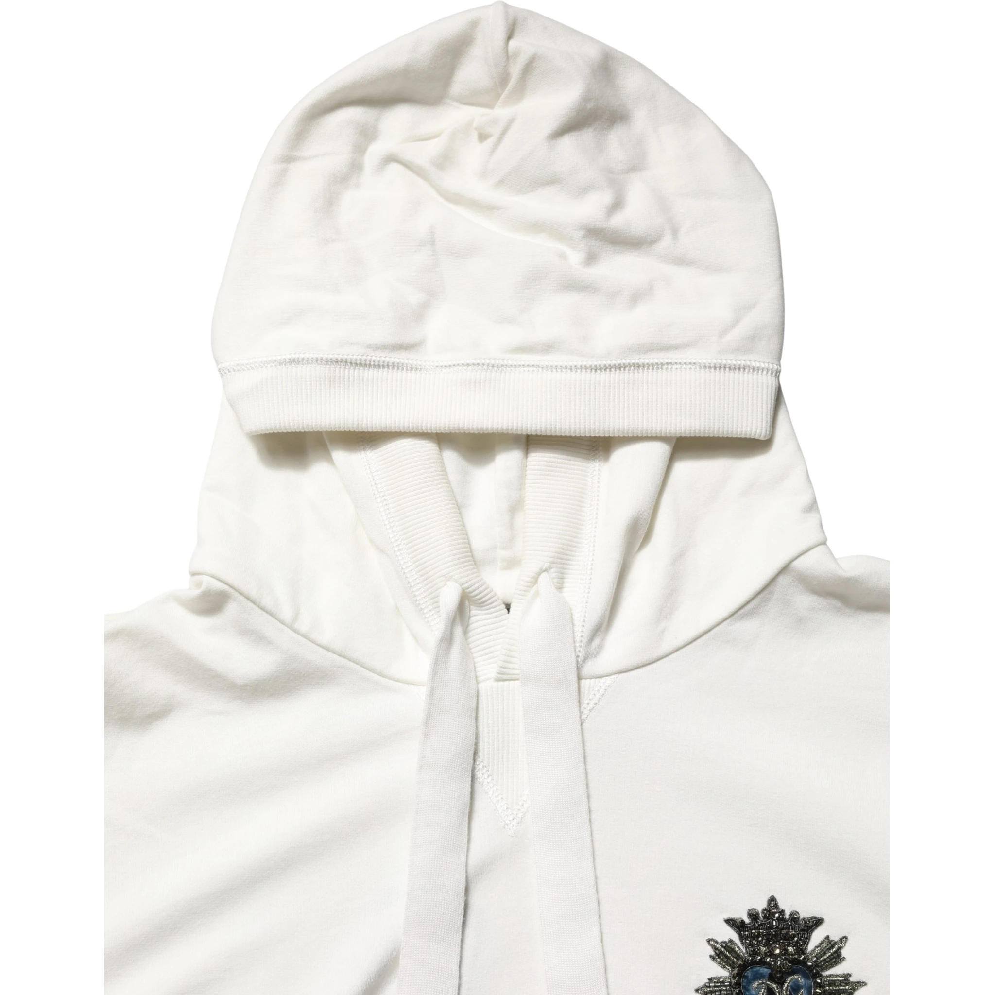 White Cotton Hooded Sweatshirt Sweater