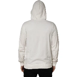 White Cotton Hooded Sweatshirt Sweater