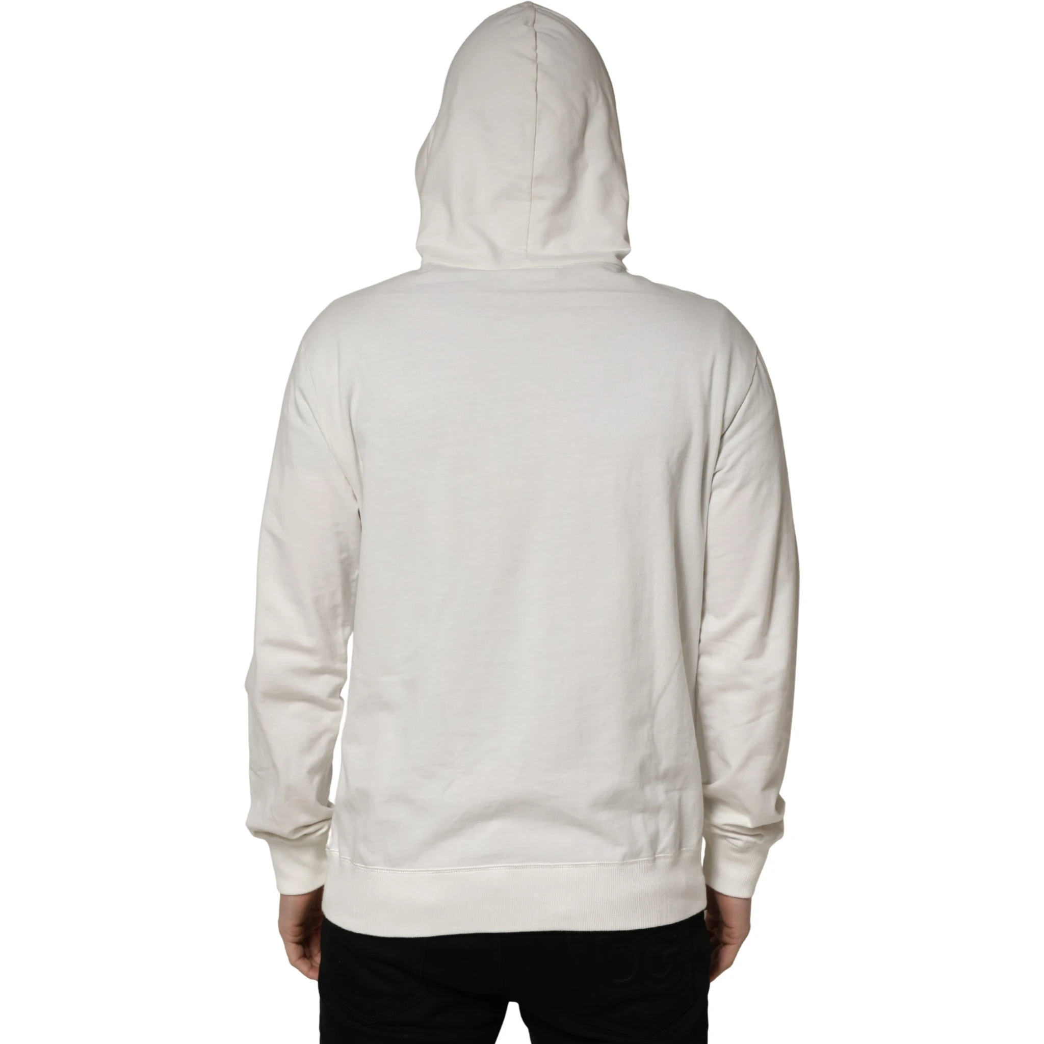 White Cotton Hooded Sweatshirt Sweater