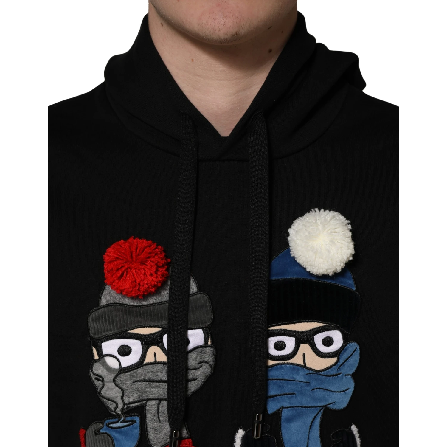 #dgfamily Black Cotton Hooded Men Sweatshirt Sweater