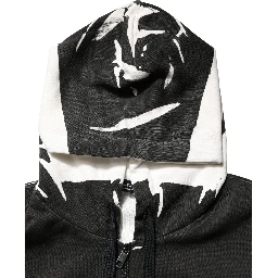Black Cotton Logo Hooded Full Zip Sweater