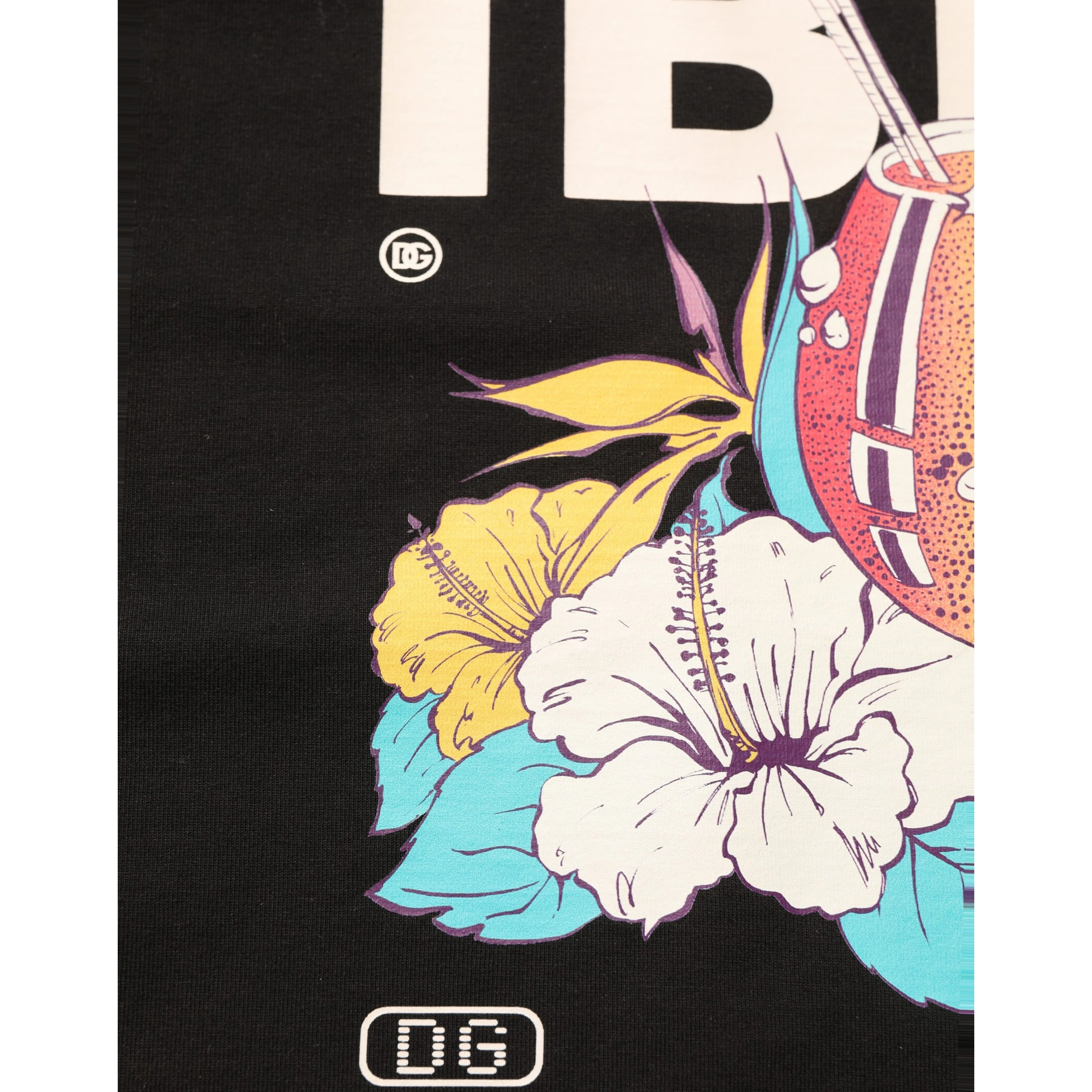 Black Tropical "IBIZA" Men Crew Neck T-shirt