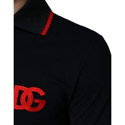 Black DG Logo Print Short Sleeve Polo T-shirt