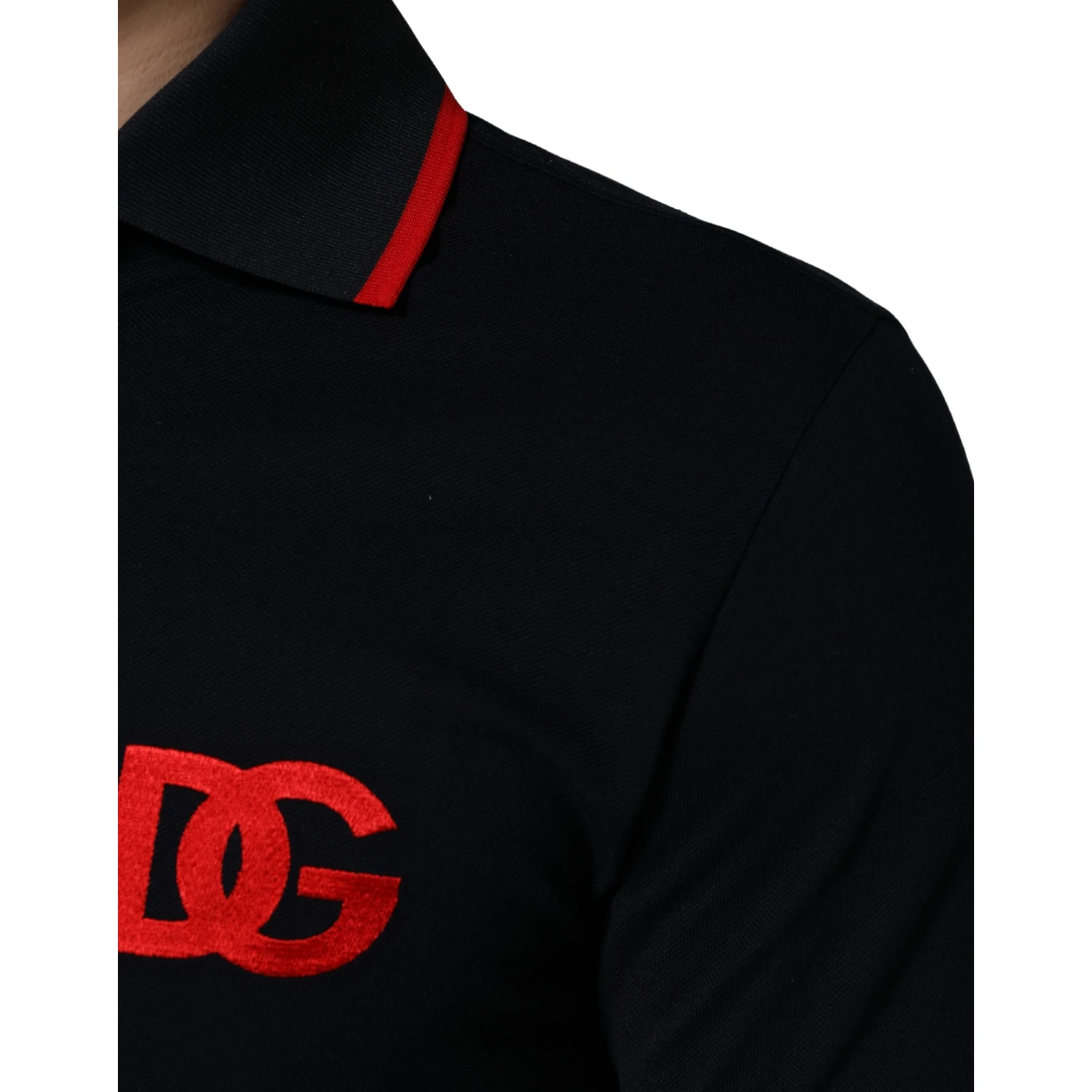 Black DG Logo Print Short Sleeve Polo T-shirt