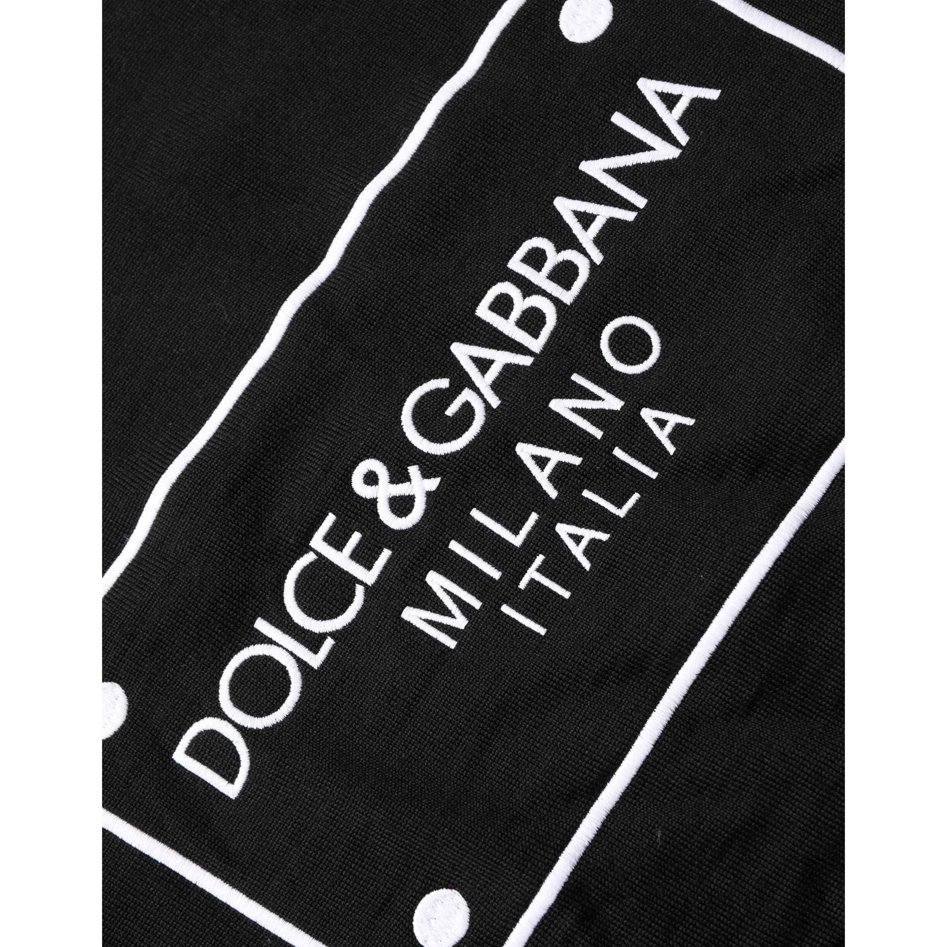Black Graphic Logo Crew Neck Wool Pullover Sweater
