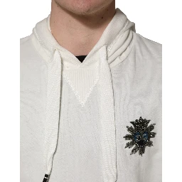 White Cotton Hooded Sweatshirt Sweater