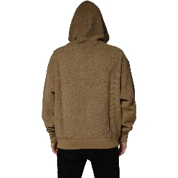 Brown Cotton Logo Coin Hooded Pullover Sweater