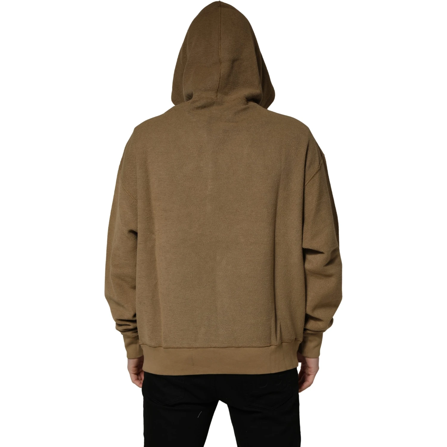 Brown Cotton Logo Coin Hooded Pullover Sweater