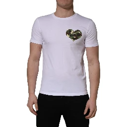 White Heart Shaped Camouflage Patch Men T-shirt