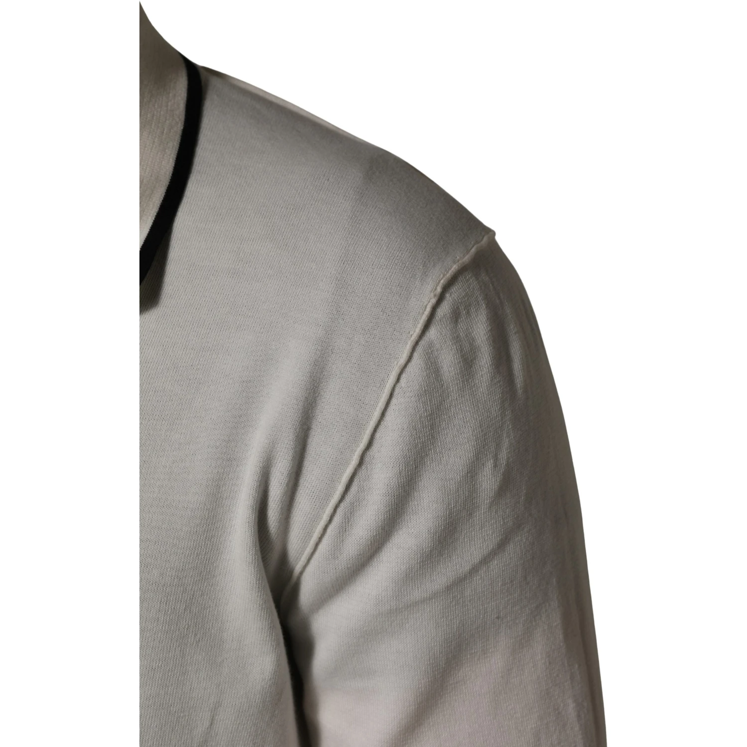 White Cotton Blend Men Polo Pullover Sweater