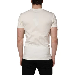 White Cotton Logo Bandana Print Men T-shirt