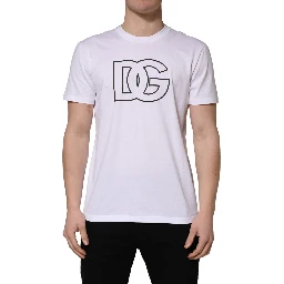 White DG Logo Print Short Sleeves Men T-shirt