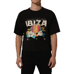 Black Tropical "IBIZA" Men Crew Neck T-shirt