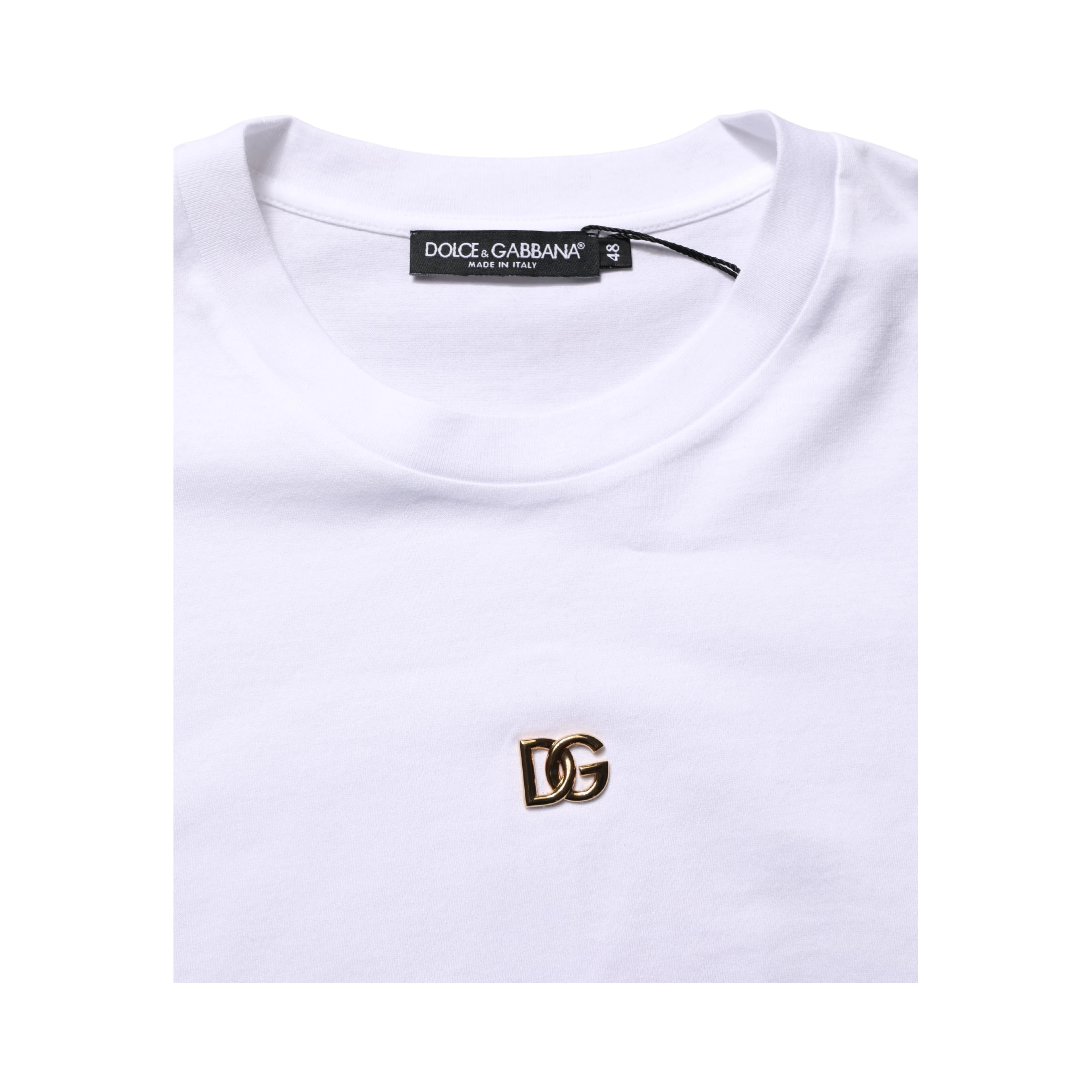White Metal DG Logo Cotton Short Sleeves T-shirt