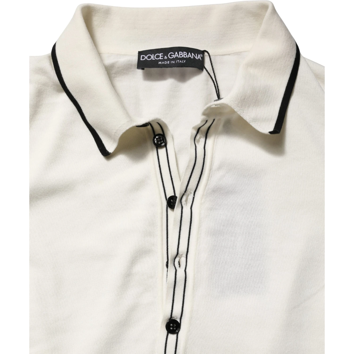 White Cotton Blend Men Polo Pullover Sweater