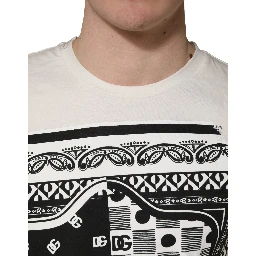 White Cotton Logo Bandana Print Men T-shirt