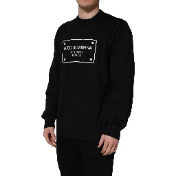 Black Graphic Logo Crew Neck Wool Pullover Sweater