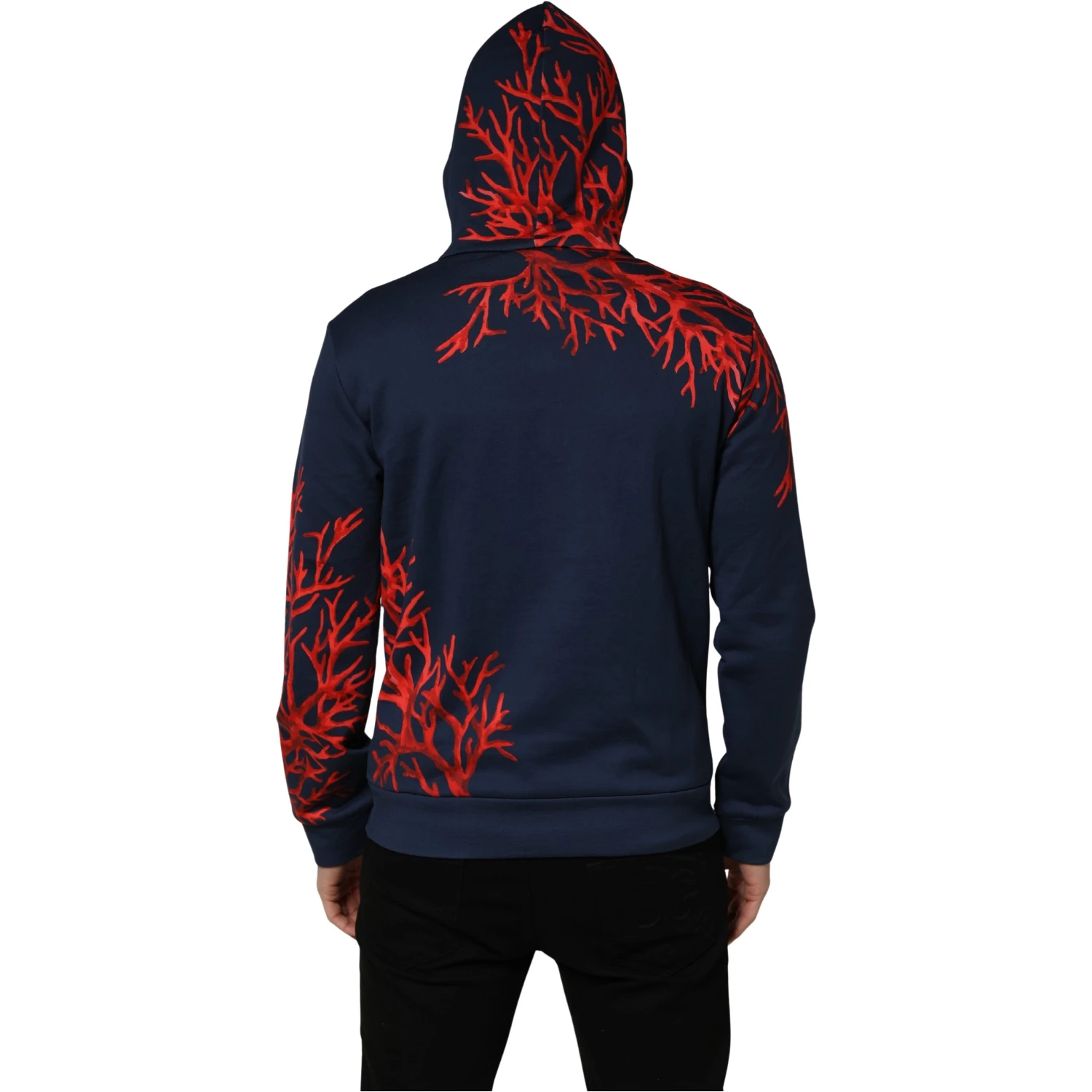 Blue Cotton Coral Logo Hooded Sweatshirt Sweater