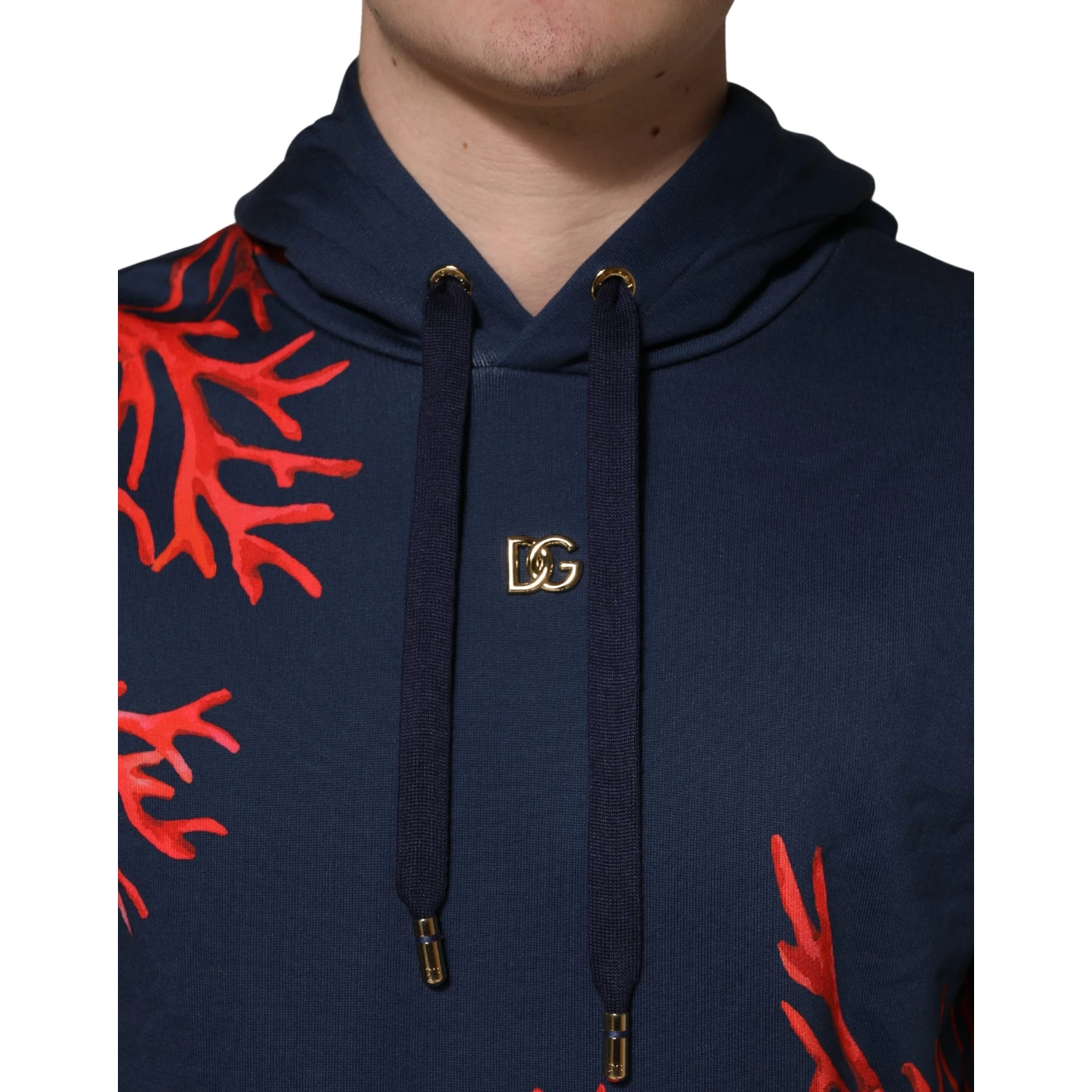 Blue Cotton Coral Logo Hooded Sweatshirt Sweater