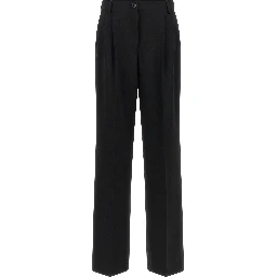 Black Virgin Wool Casual Pants