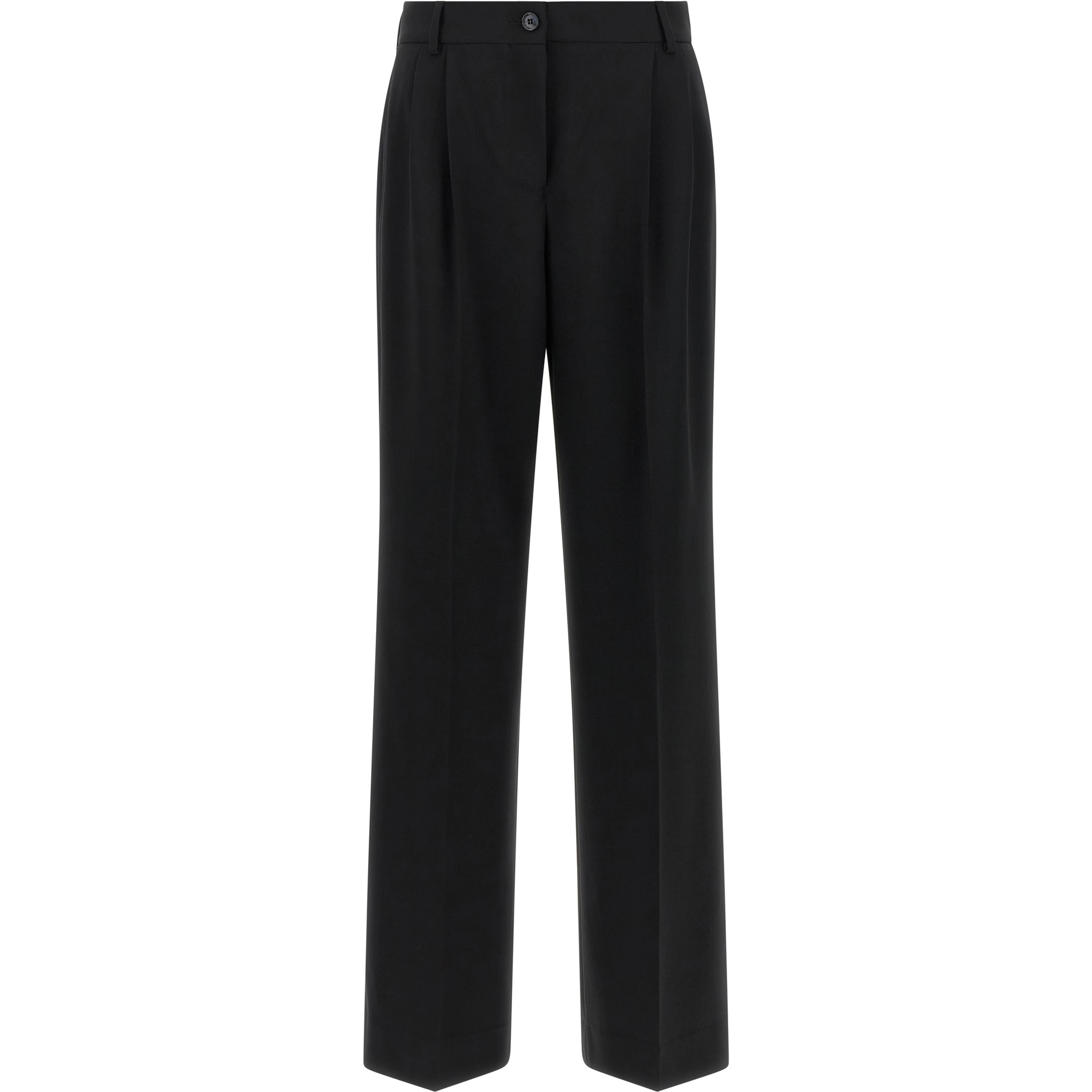 Black Virgin Wool Casual Pants