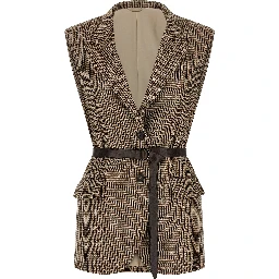 Beige Virgin Wool Sleeveless Jacket
