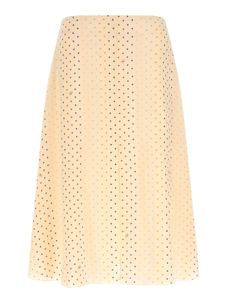 Multicolor Silk Midi Skirt