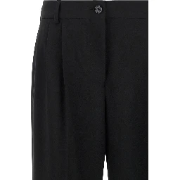 Black Virgin Wool Casual Pants
