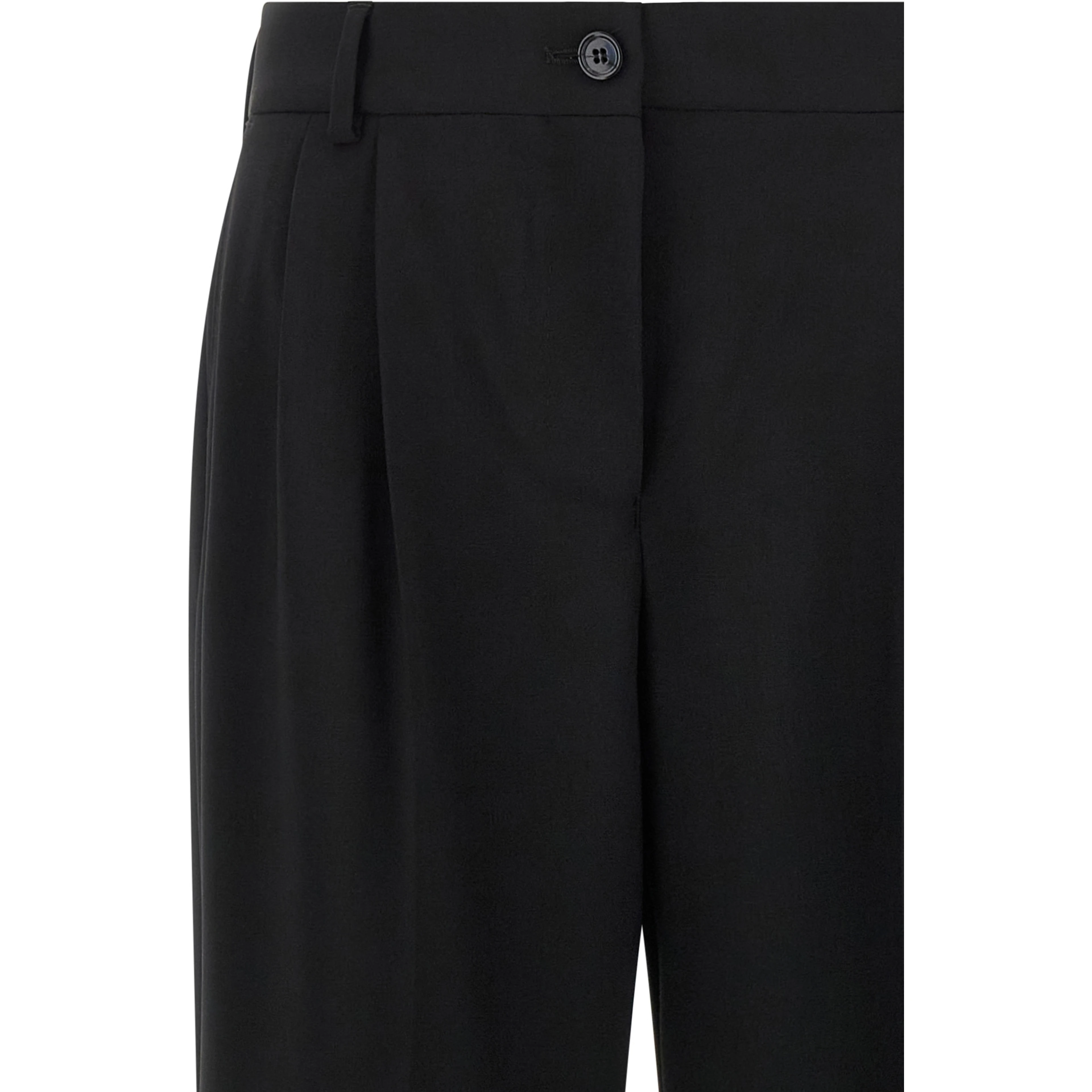 Black Virgin Wool Casual Pants
