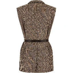 Beige Virgin Wool Sleeveless Jacket