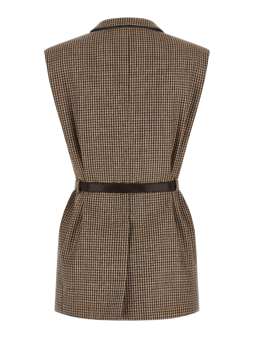 Beige Virgin Wool Sleeveless Jacket
