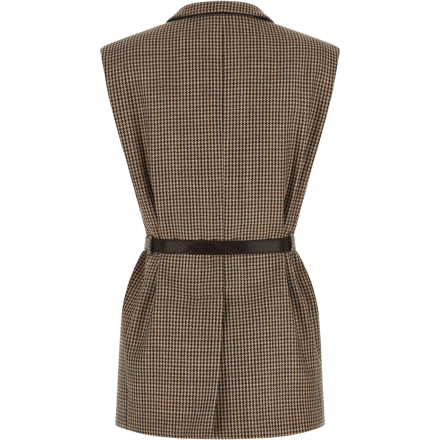 Beige Virgin Wool Sleeveless Jacket