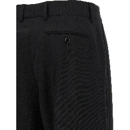 Black Virgin Wool Casual Pants