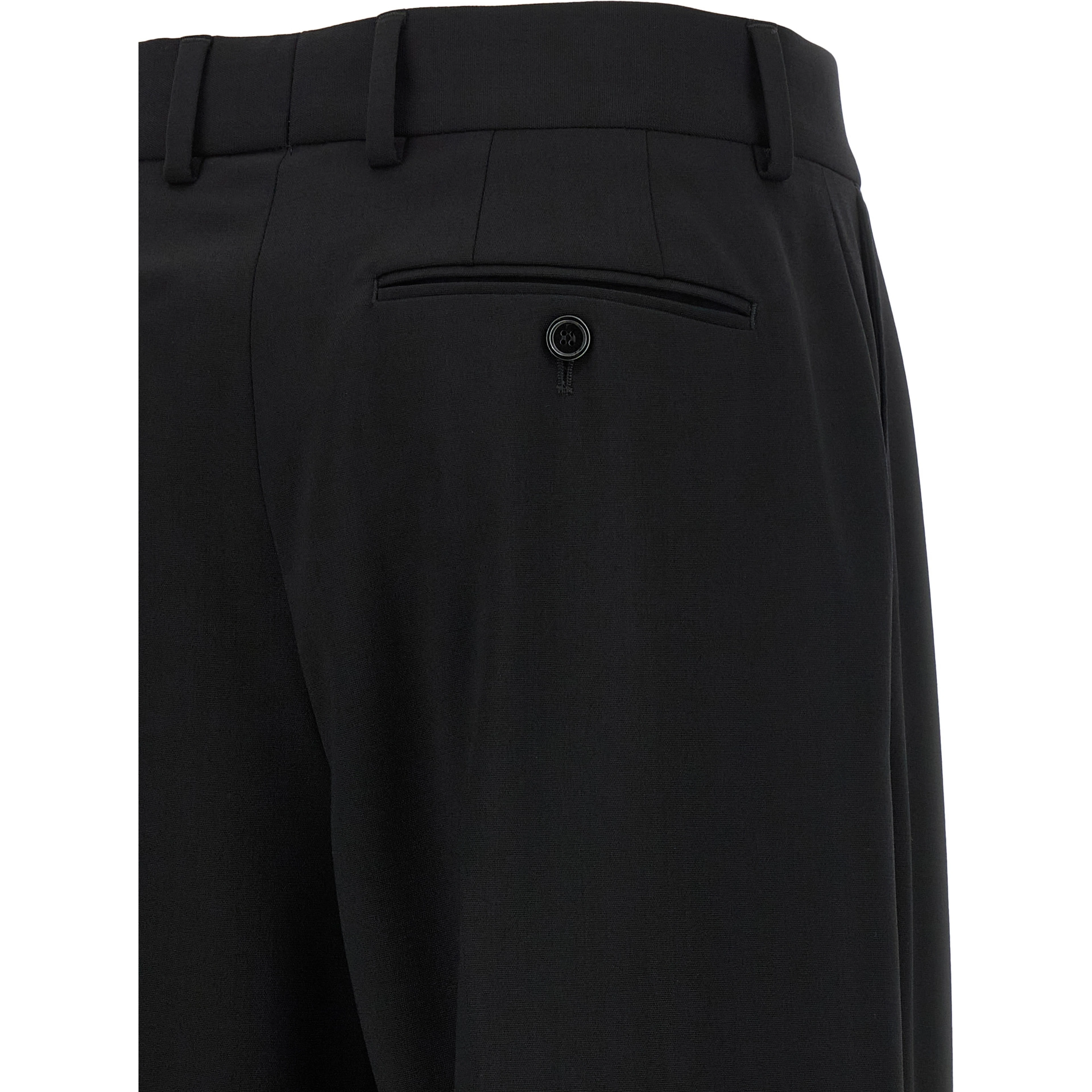 Black Virgin Wool Casual Pants