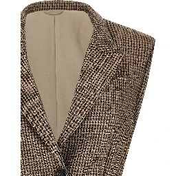 Beige Virgin Wool Sleeveless Jacket