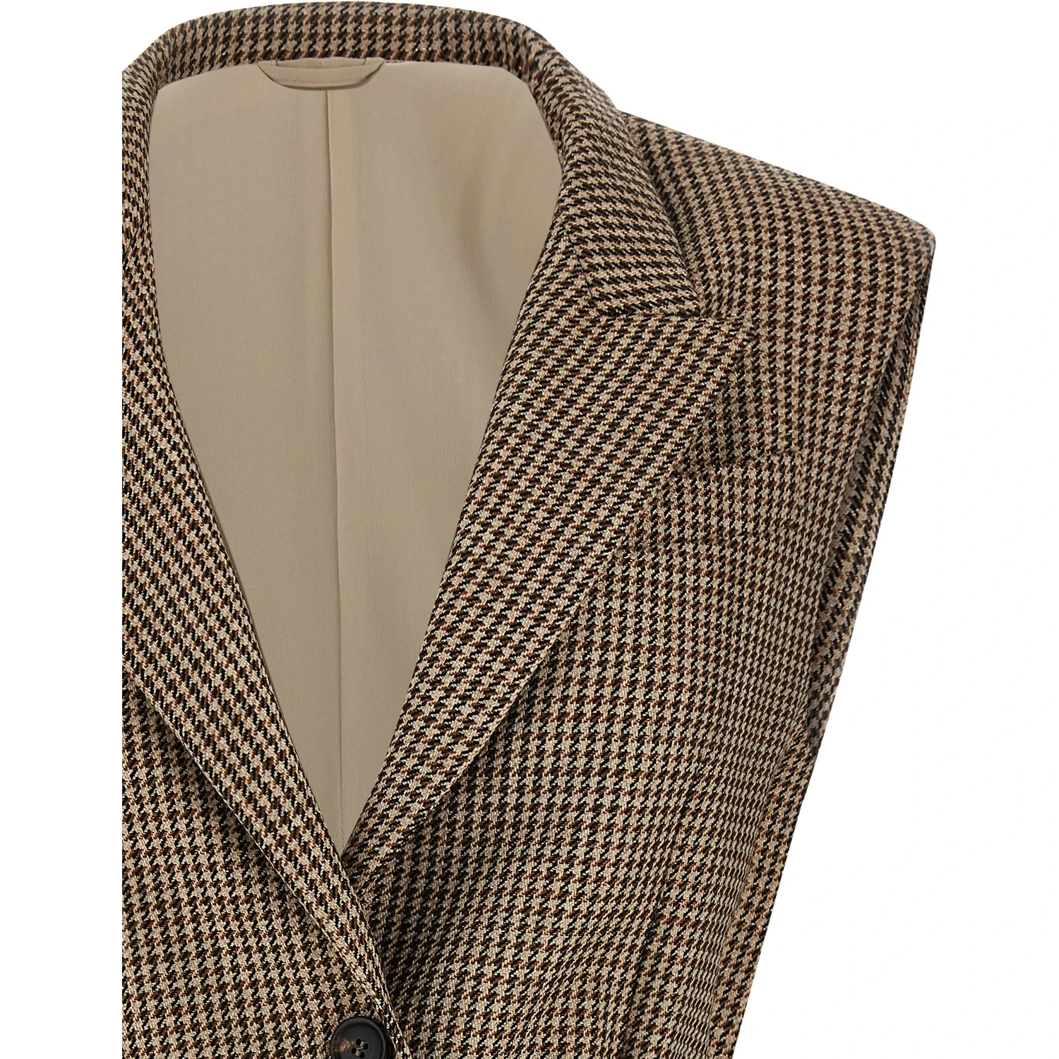 Beige Virgin Wool Sleeveless Jacket