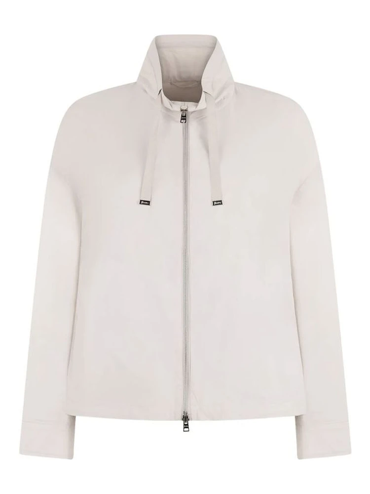 Gray Polyamide Full-Length Jacket