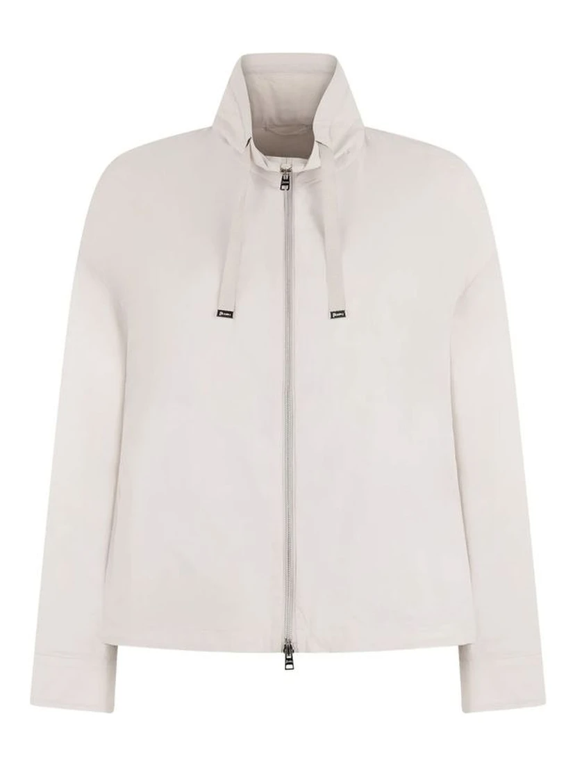 Gray Polyamide Full-Length Jacket