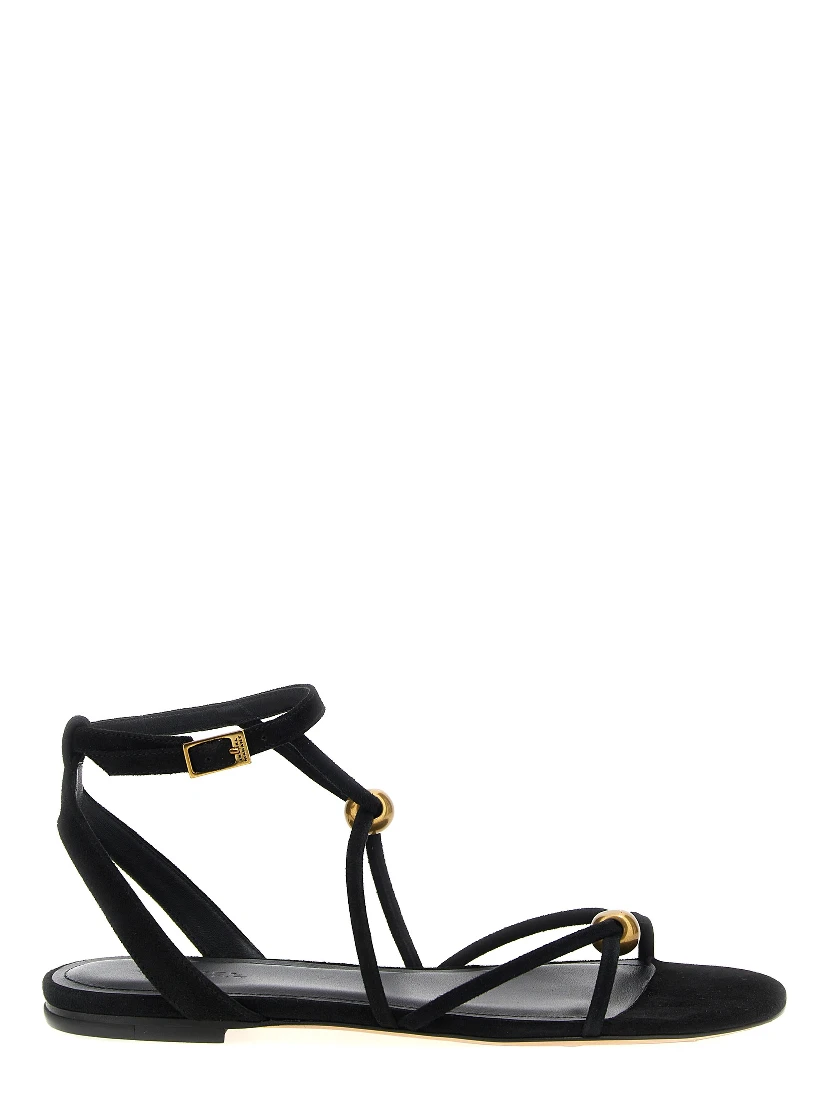 Black Goatskin Flat Sandals