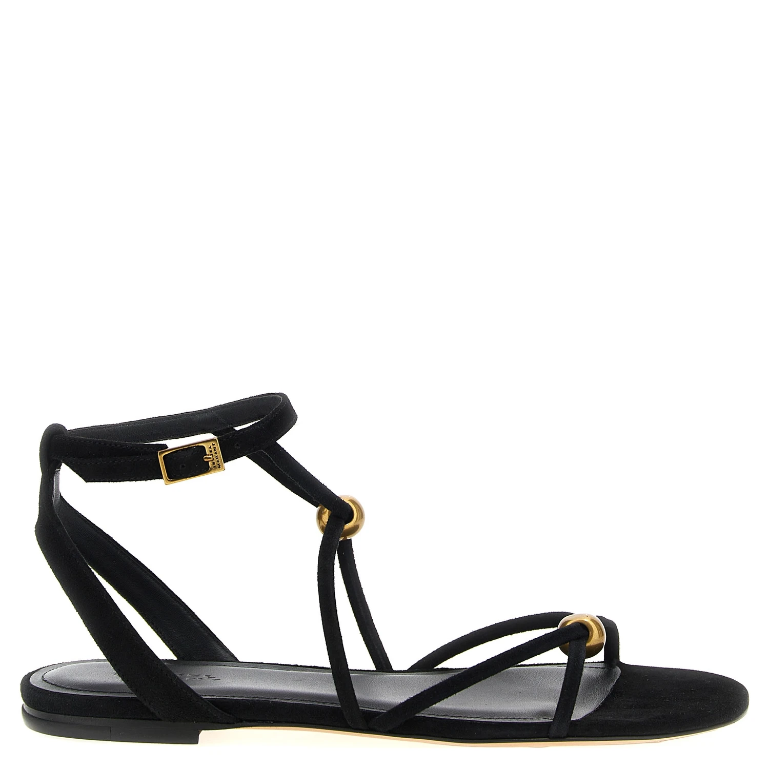 Black Goatskin Flat Sandals