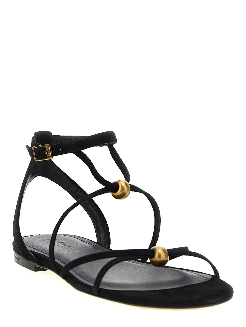 Black Goatskin Flat Sandals
