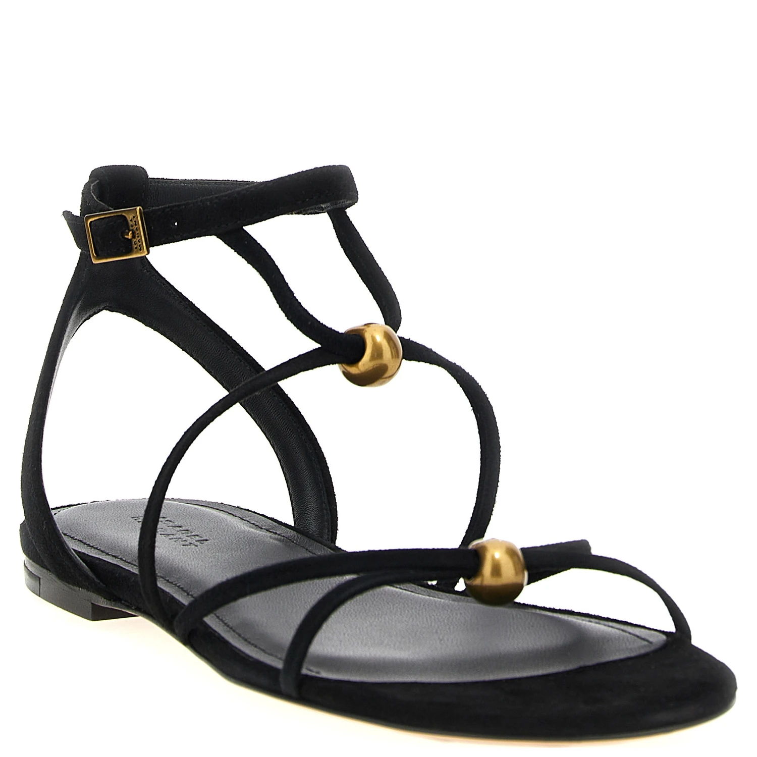 Black Goatskin Flat Sandals